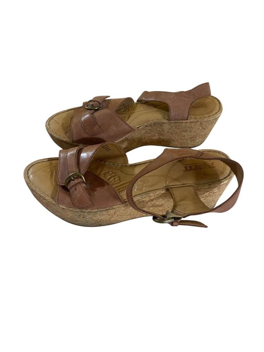 Born Women's Alaina Brown Leather WedgeSandals Platforms - 9